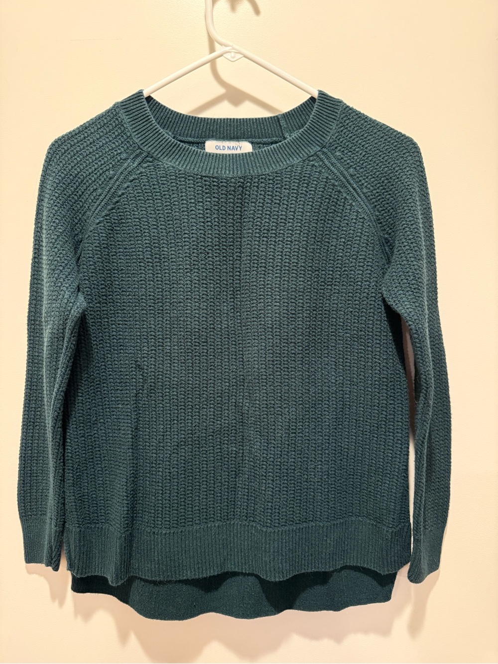 Old Navy Teal Crewneck Waffle-Knit Sweater